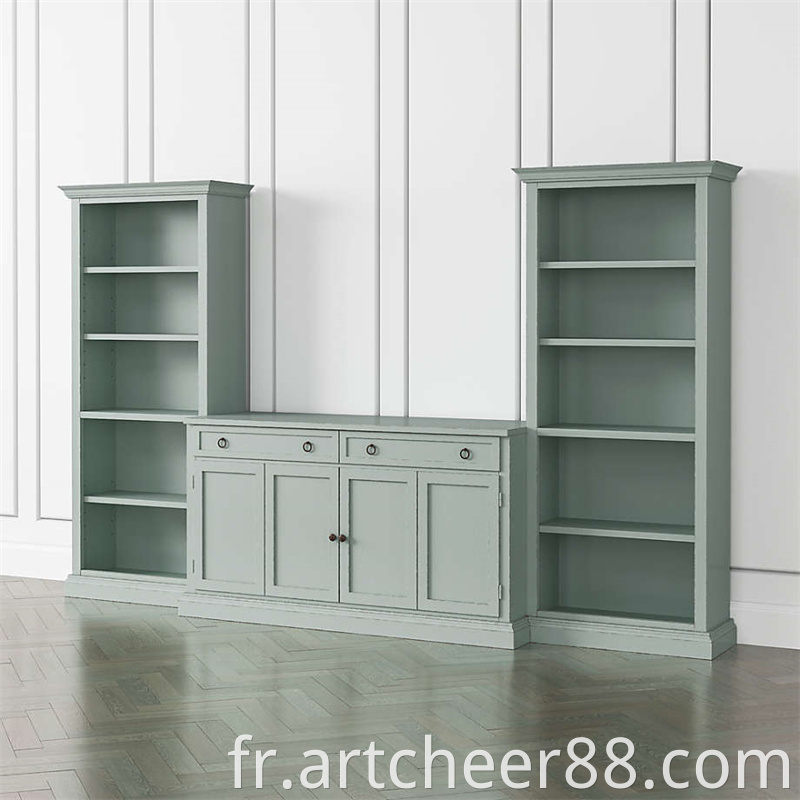 Cameo Blue Grey 3 Piece Entertainment Center With Open Bookcases Jpg